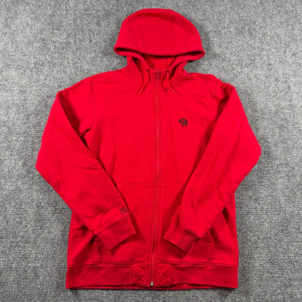 Mountain Hardwear Full Zip Hoodie Mens Medium Red Fleece Logo Sweatshirt Jacket